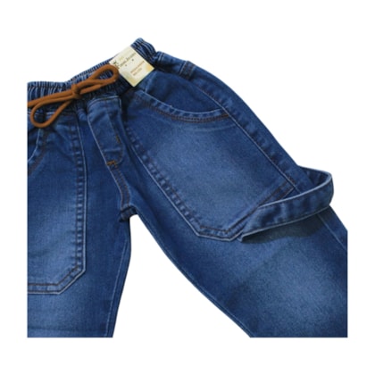 Calça Jeans Masculina com Bolso e Elástico no Cós 807 - Faos