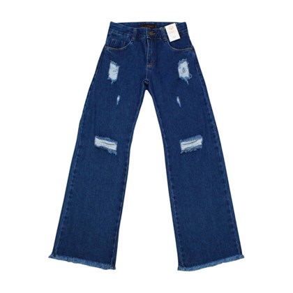 Calça Jeans Wide Leg Rasgada 30344 - Oznes 