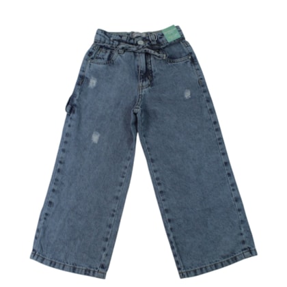 Calça Jeans Wide Legging com Cordão Feminina 5354 - Garota Lua