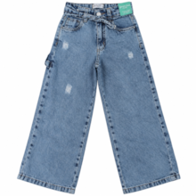 Calça Jeans Wide Legging com Cordão Feminina 5354 - Garota Lua