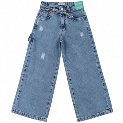 Calça Jeans Wide Legging com Cordão Feminina 5354 - Garota Lua