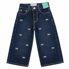 Calça Jeans Wide Legging com Laços Feminina 5390 - Garota Lua