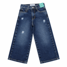 Calça Jeans Wide Legging com Rasgos Feminina 5318 - Garota Lua