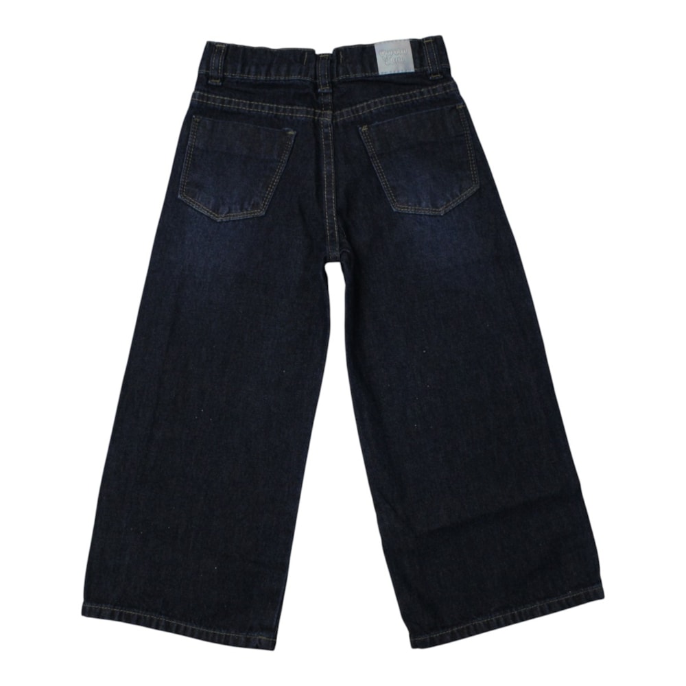 Calça Jeans Wide Legging com Strass Feminina 5392 - Garota Lua