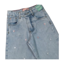Calça Jeans Wide Legging Feminina Bordado Coração 4994 - Garota Lua