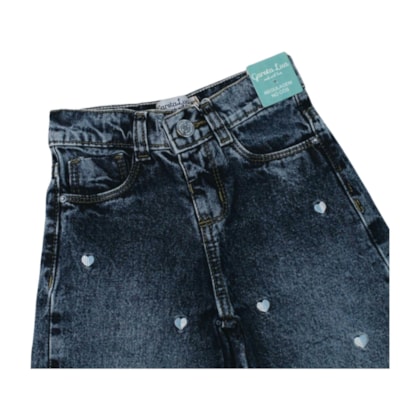Calça Jeans Wide Legging Feminina Bordado Coração 5298 - Garota Lua