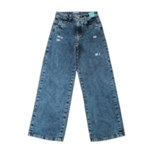 Calça Jeans Wide Legging Feminina Marmorizada 5122 - Garota Lua