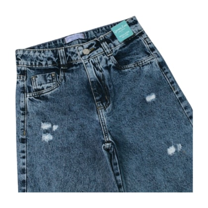 Calça Jeans Wide Legging Feminina Marmorizada 5122 - Garota Lua
