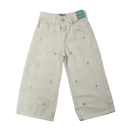 Calça Sarja Wide Legging Bordada Coração 5303 - Garota Lua