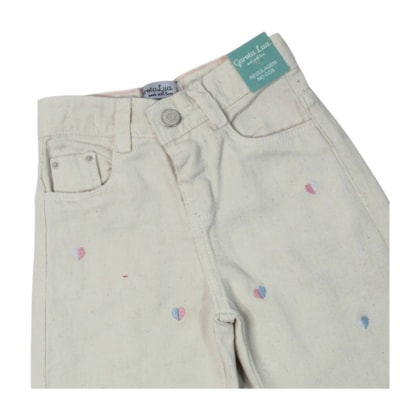 Calça Sarja Wide Legging Bordada Coração 5303 - Garota Lua