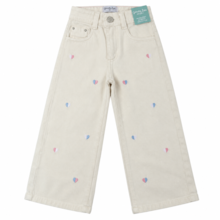 Calça Sarja Wide Legging Bordada Coração 5303 - Garota Lua