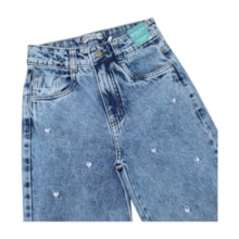 Calça Wide Legging Bordado Coração com Regulagem no Cós 5279 - Garota Lua