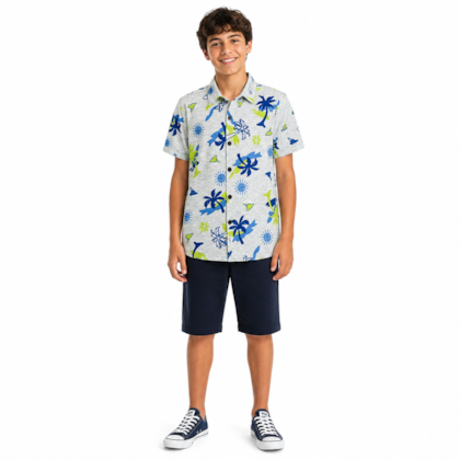 Camisa em Malha Estampada Coqueiros 03644 - Dila