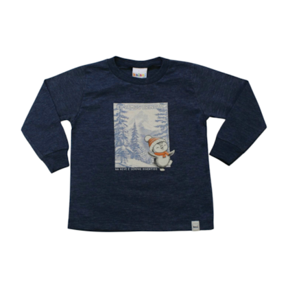Camiseta Flamê Manga Longa Estampa Pinguim 11718 - Kaiani 