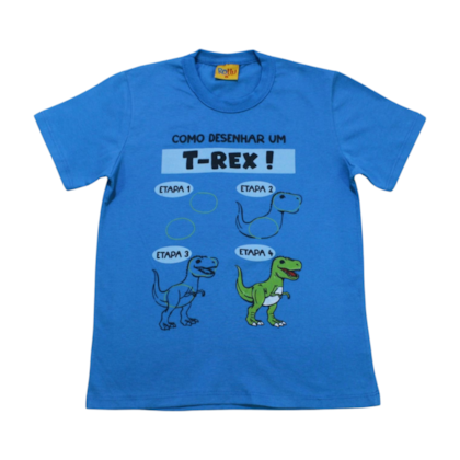 Camiseta Manga Curta Estampa Dinossauro 22226 - Rollu 