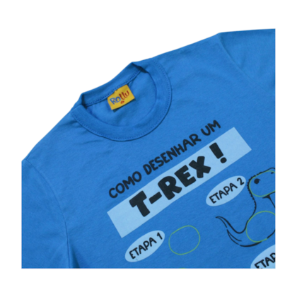 Camiseta Manga Curta Estampa Dinossauro 22226 - Rollu 