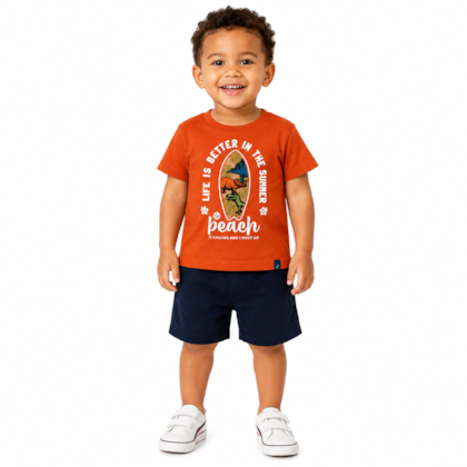 Camiseta Manga Curta Estampa Dinossauros 45467 - Rei Rex  