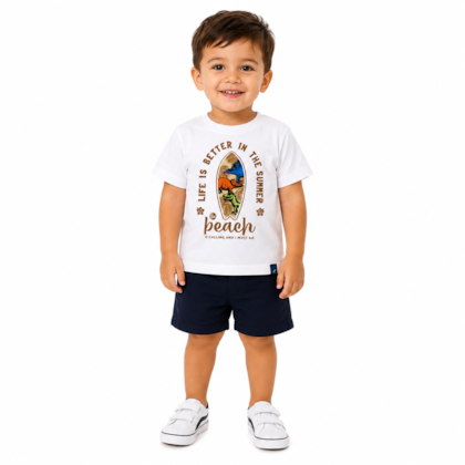 Camiseta Manga Curta Estampa Dinossauros 45467 - Rei Rex  