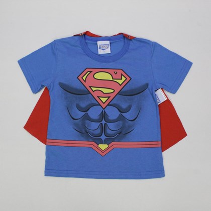 Camiseta Manga Curta Estampa Super Homem com Capa 2 Peças 70007 - Kamylus