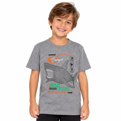Camiseta Manga Curta Estampa Tubarão 96 - Cleomara