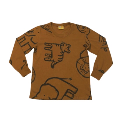 Camiseta Manga Longa Estampa Bichos 26242 - Rollu
