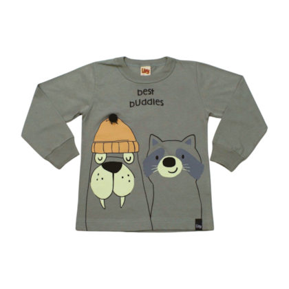 Camiseta Manga Longa Estampa Bichos  Brilha no Escuro 9076 - Livy 