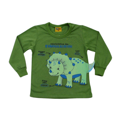 Camiseta Manga Longa Estampa Dinossauro 23201 - Rollu 