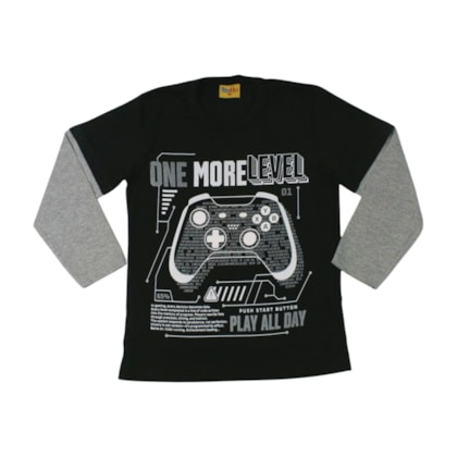 Camiseta Manga Longa Estampa Level 26272 - Rollu