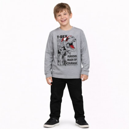 Camiseta Masculina Manga Longa Estampa Dino 350 - Cleomara