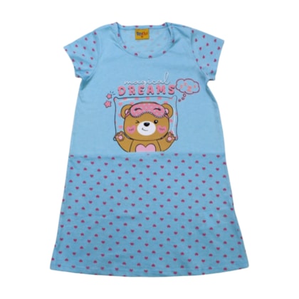 Camisola Manga Curta Estampa Ursinha Brilha no Escuro 25194 - Rollu