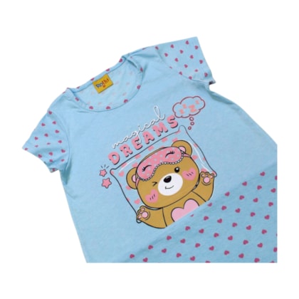 Camisola Manga Curta Estampa Ursinha Brilha no Escuro 25194 - Rollu