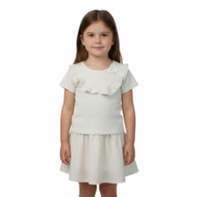 CConjunto Feminino Blusa com Laço e Saia Tecido - 37422 - Angerô