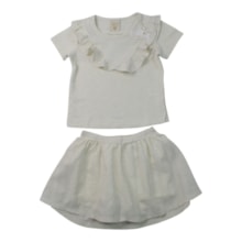 CConjunto Feminino Blusa com Laço e Saia Tecido - 37422 - Angerô