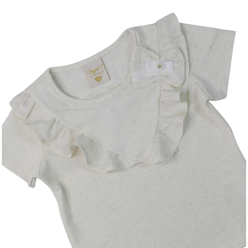 CConjunto Feminino Blusa com Laço e Saia Tecido - 37422 - Angerô