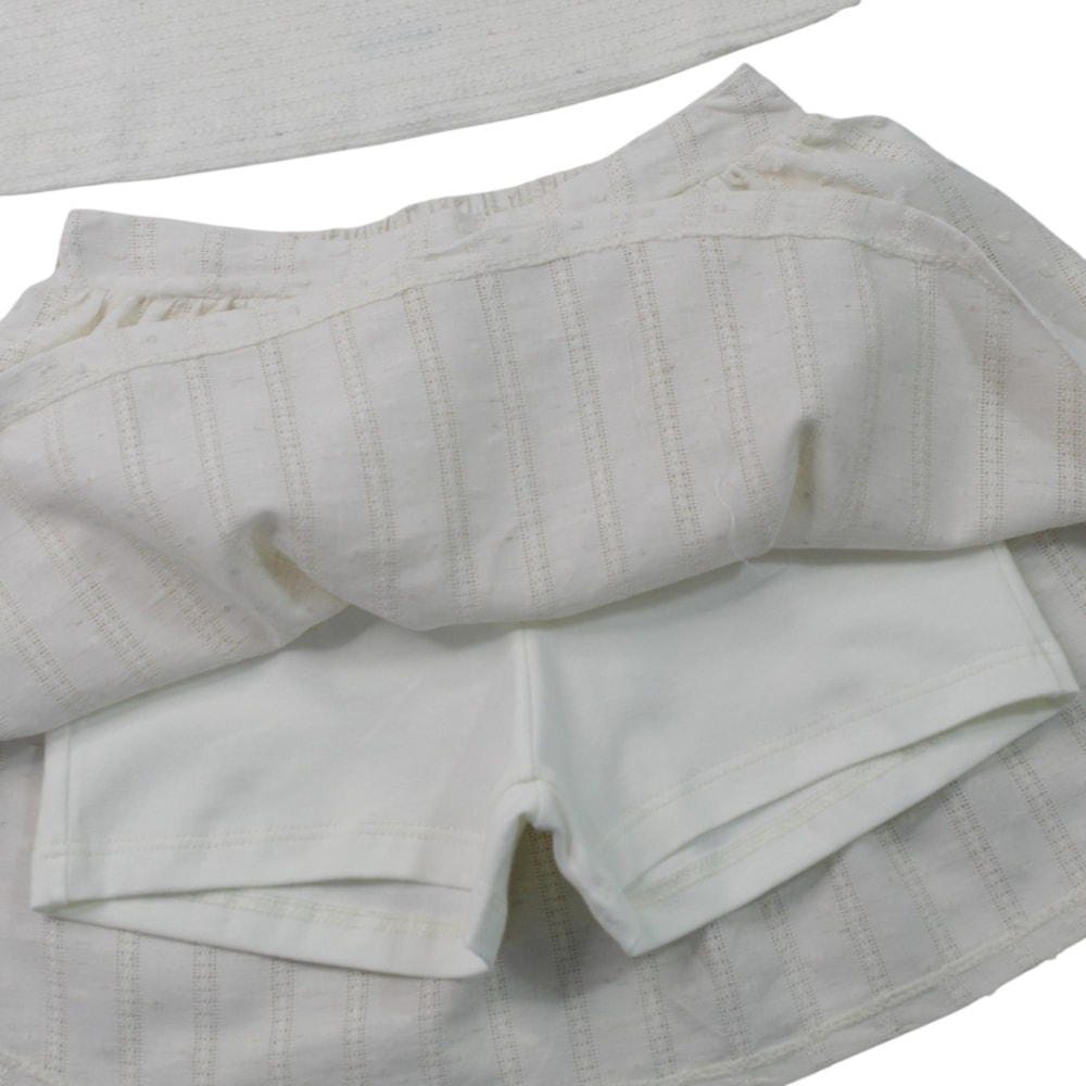 CConjunto Feminino Blusa com Laço e Saia Tecido - 37422 - Angerô