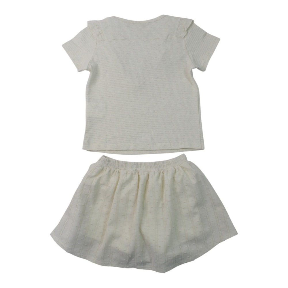 CConjunto Feminino Blusa com Laço e Saia Tecido - 37422 - Angerô