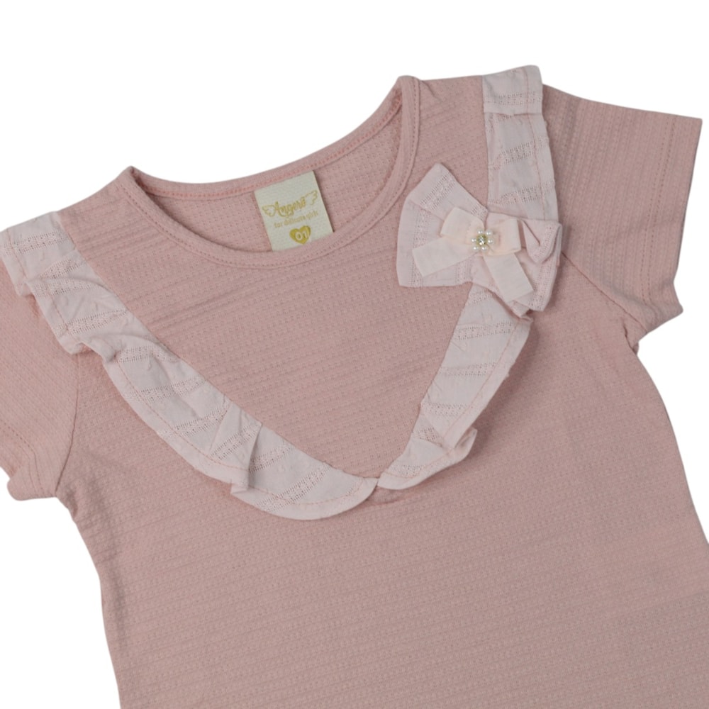 CConjunto Feminino Blusa com Laço e Saia Tecido - 37422 - Angerô