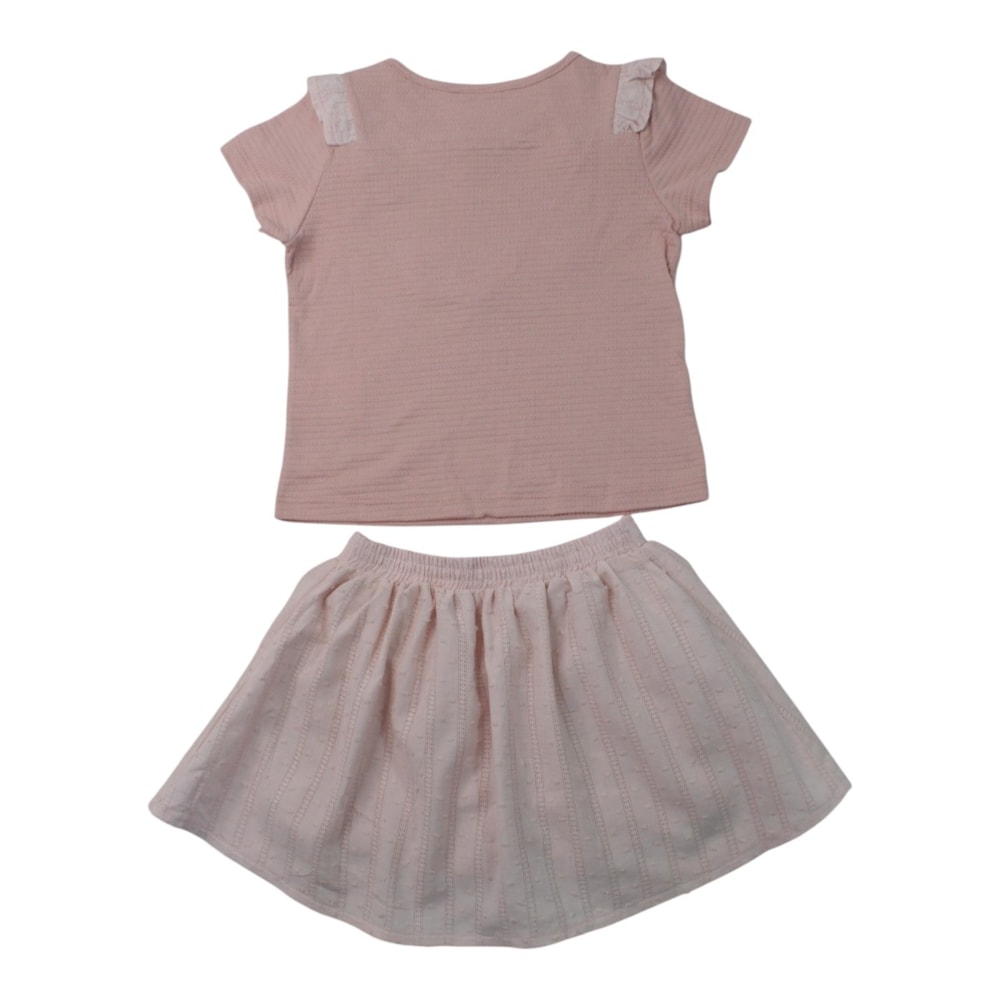 CConjunto Feminino Blusa com Laço e Saia Tecido - 37422 - Angerô