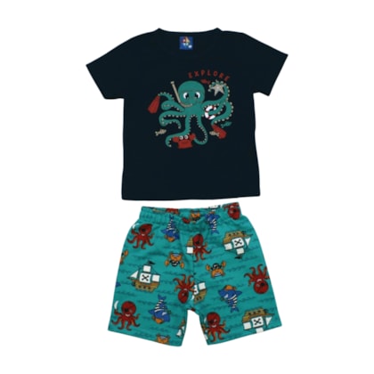 CConjunto Masculino Sortido Camiseta e Bermuda Moletinho 9001733 - Pipa