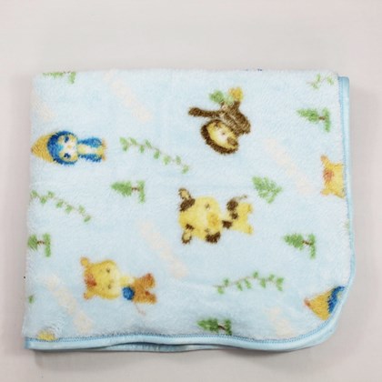 Cobertor Bebê Pelo alto Estampado Azul Bichinhos - Jolitex