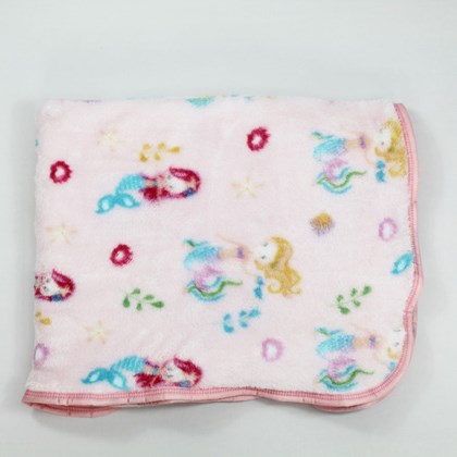 Cobertor Bebê Pelo Alto Estampado Rosa Sereias - Jolitex