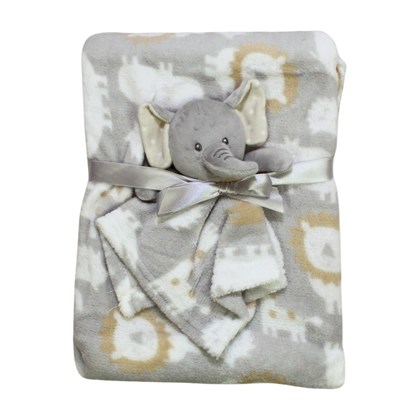 Cobertor Estampado com Naninha Elefante 90072 - Bene Casa Baby