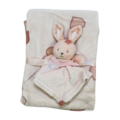 Cobertor Estampado Coração com Naninha Coelha 90072 - Bene Casa Baby