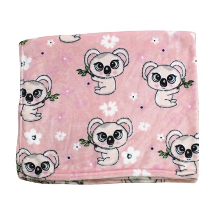 Cobertor Flannel Microfibra Estampado Coala Rosa 73000 - Hazime