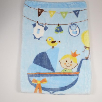 Cobertor Infantil Raschel  com Barrado Estampado Carrinho de Bebê - Jolitex