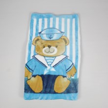 Cobertor Infantil Raschel Plus com Barrado Estampado Ursinho Marinheiro - Jolitex