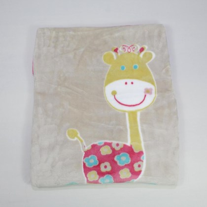 Cobertor Infantil Raschel Plus Estampado Girafinha Pink - Jolitex
