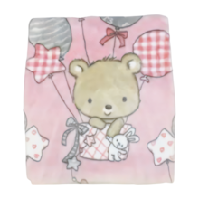 Cobertor Le Petit Estampado Ursinho no Balão Rosa - Colibri 