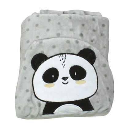 Cobertor Microfibra Bolinha Aplique Panda 3577 - Papi