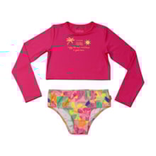 Conjunto Biquini Cropped Manga Longa Estampa Folhas 57256 - Kamylus